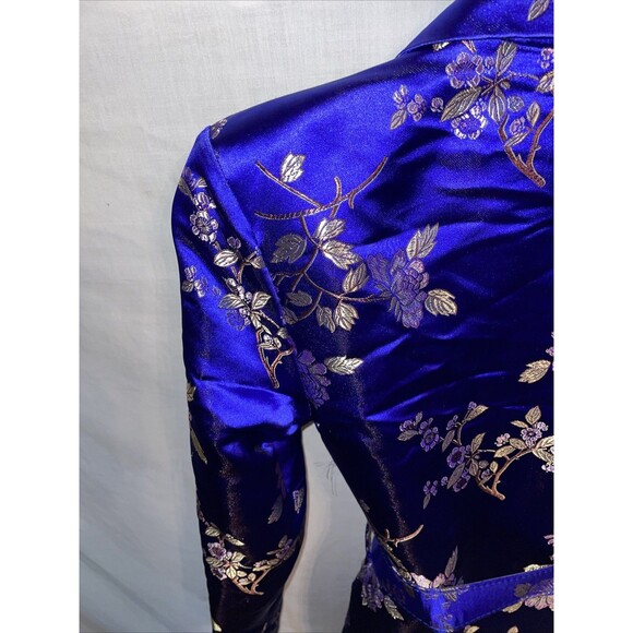 Pretty littleThing Women’s Oriental Dress Size 8 Blue Floral With Belt Going Out - Picture 11 of 12